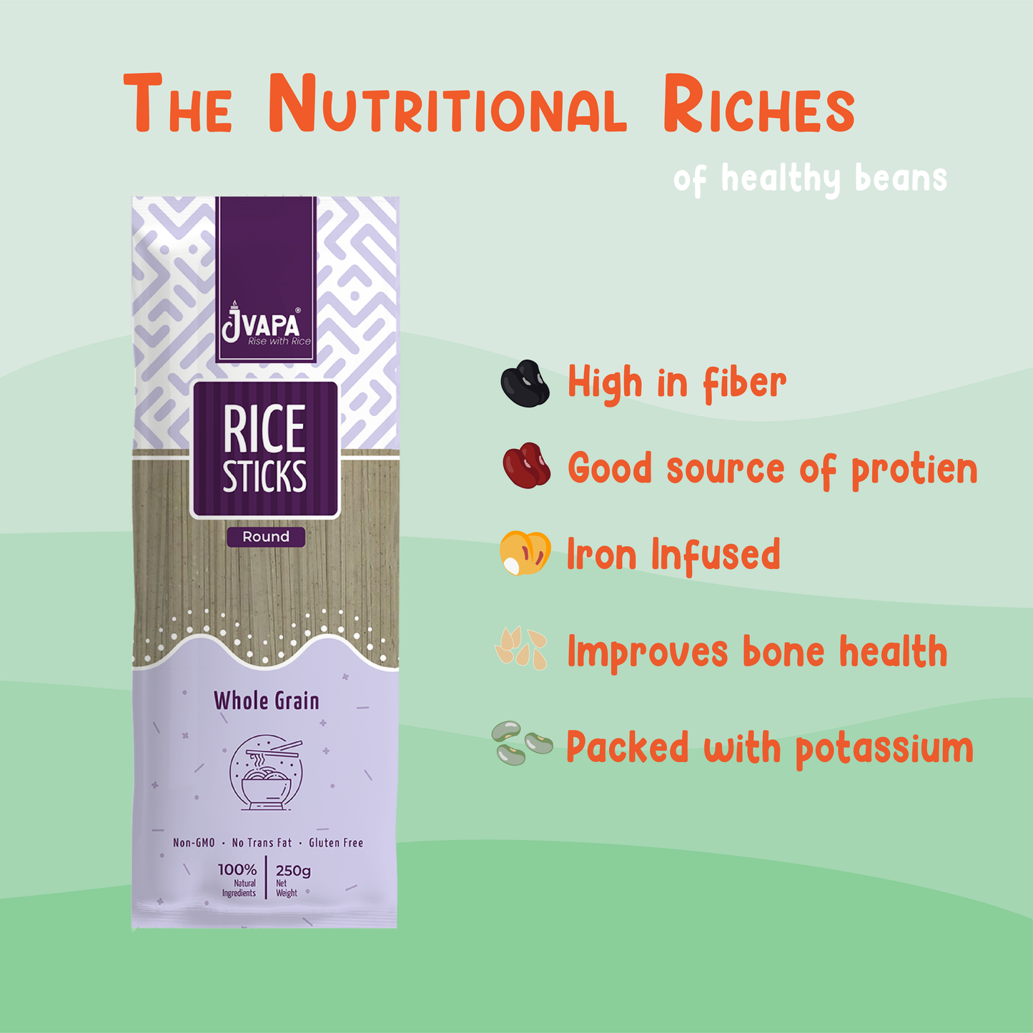 Rice Sticks Whole Grain (Round) 250g